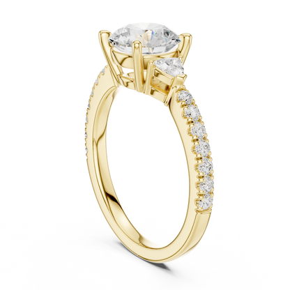 Round Cut Lab Diamond With Side Stone Pave Setting Ring - View 6