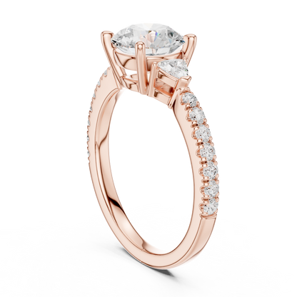 Round Cut Lab Diamond With Side Stone Pave Setting Ring - View 2