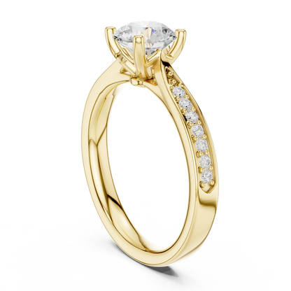 Round Lab Diamond Pave Solitaire Engagement Ring - View 10