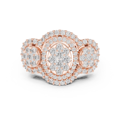 Triple Halo Lab Grown Diamond Cluster Statement Ring - View 2