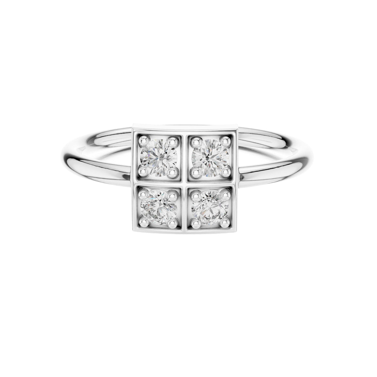 Square Quad Bezel Set Moissanite Diamond Cluster Ring - View 3