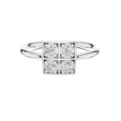 Square Quad Bezel Set Moissanite Diamond Cluster Ring - View 3