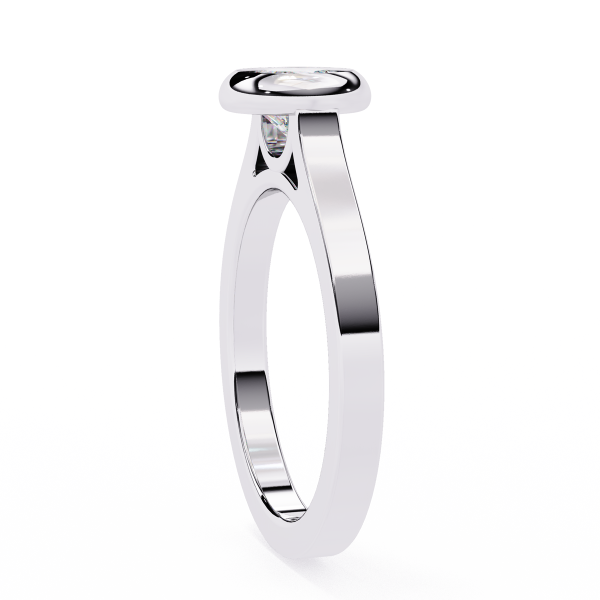 Round Cut Bezel Setting Lab Diamond Solitaire Wedding Ring - View 4