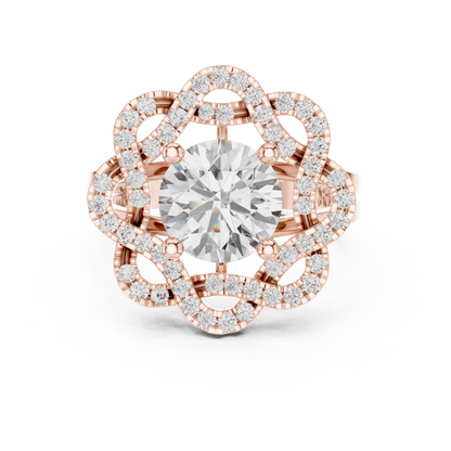 Floral Round Cut Moissanite Diamond Statement Wedding Ring For Her - View 2