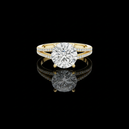 Round Cut Lab Diamond Split Shank Pave Setting Ring