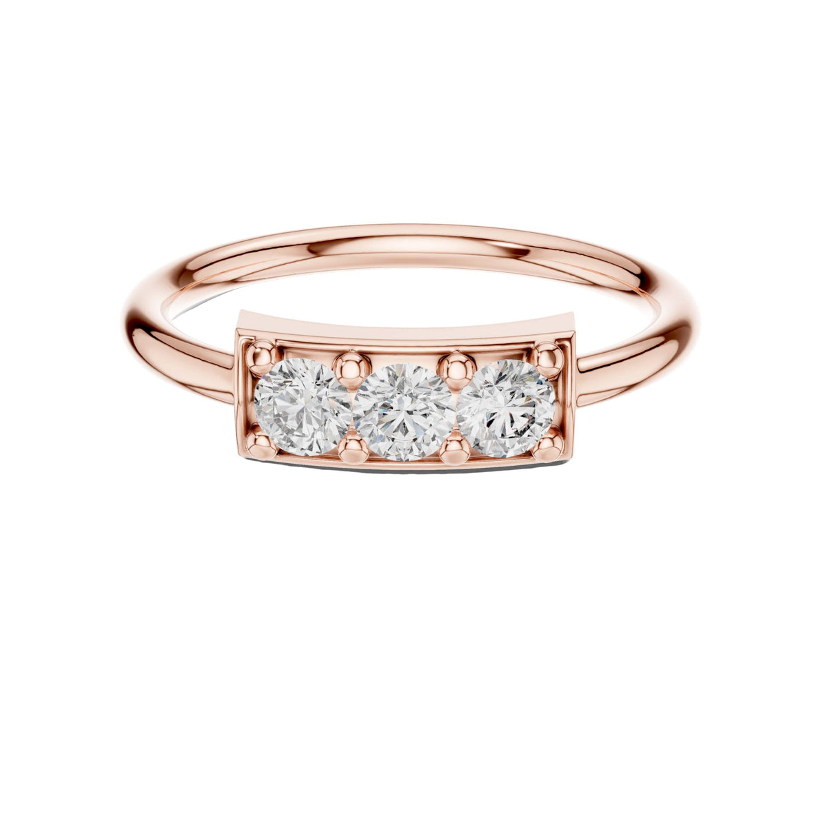 Round Three Stone Lab Diamond Minimalist Ring - View 2