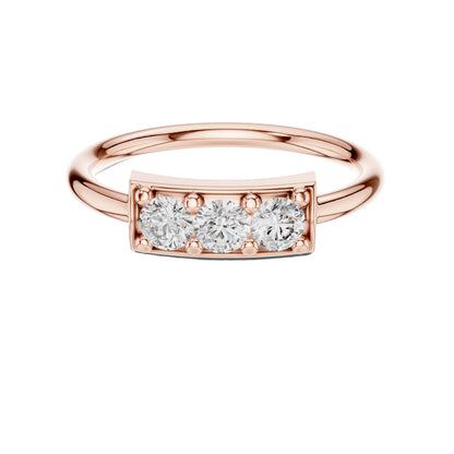 Round Three Stone Lab Diamond Minimalist Ring - View 2