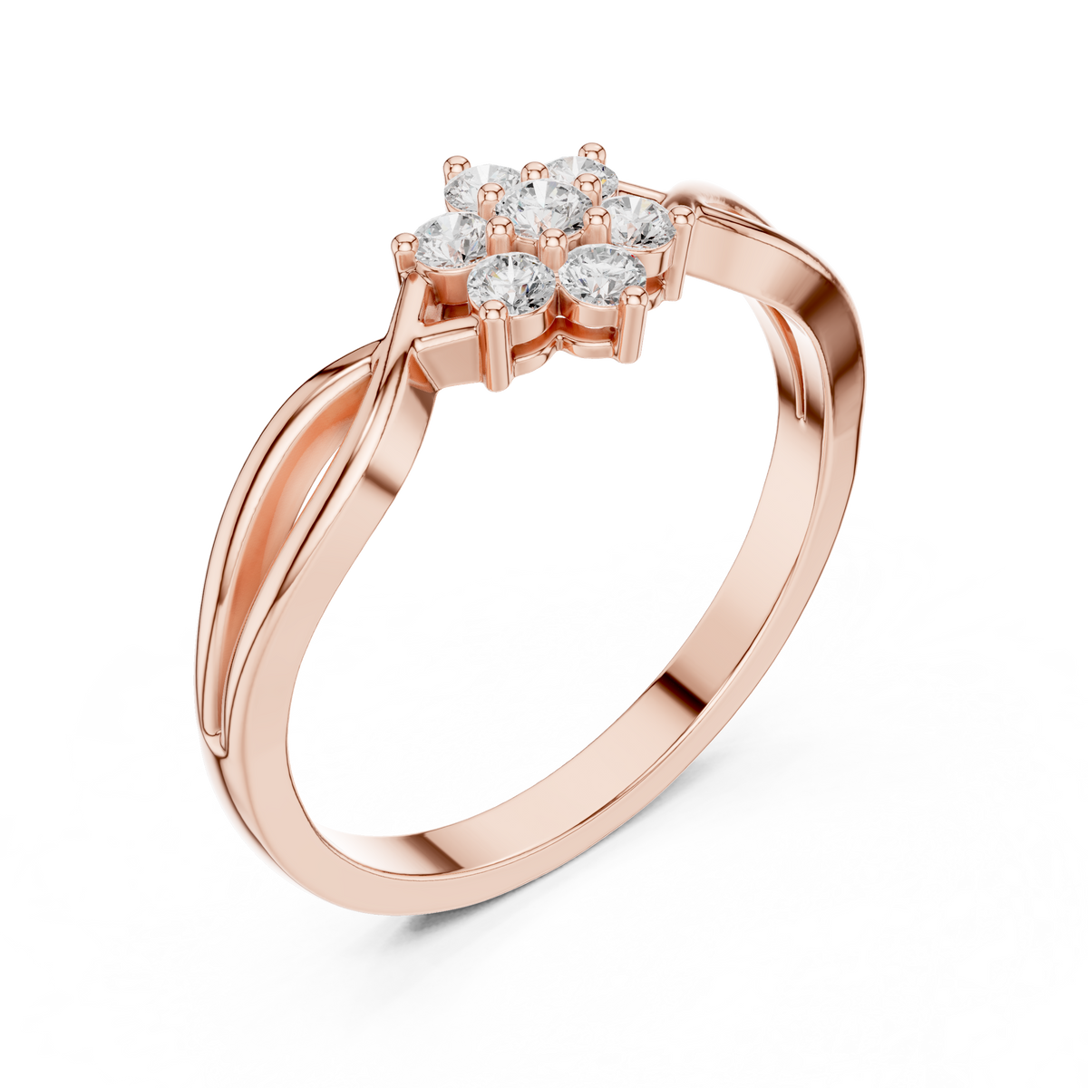 Infinity Flower Cluster Lab Diamond Engagement Ring - View 5