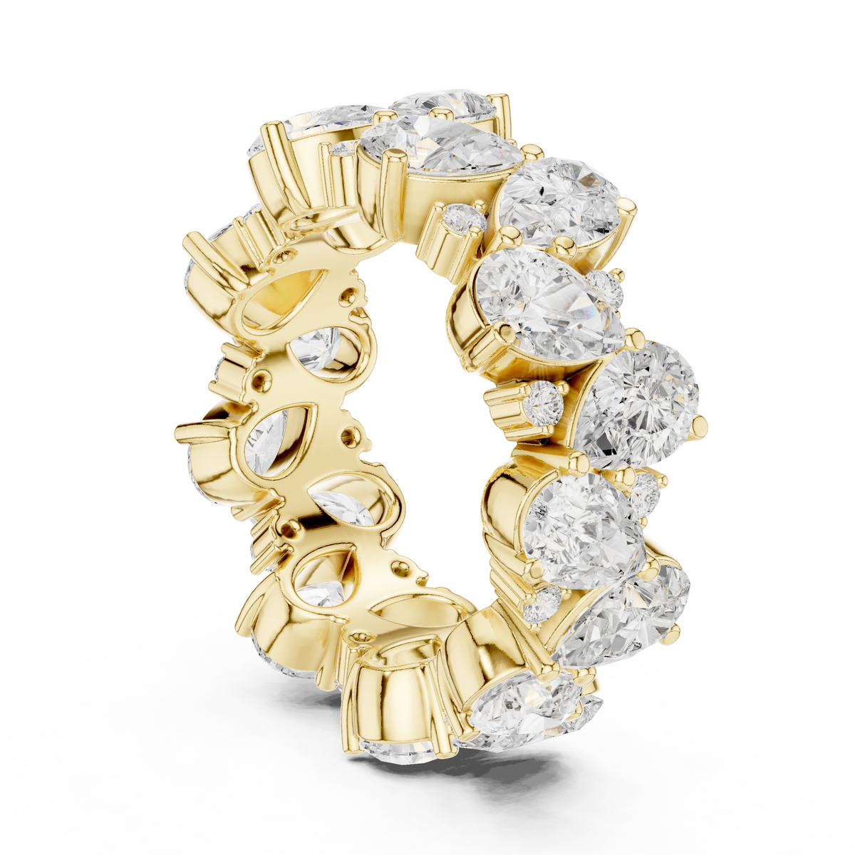 Pear and Round Cut Moissanite Diamond Anniversary Band Ring - View 10