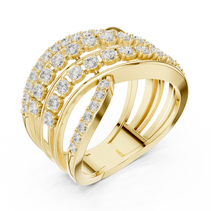 Round Moissanite Diamond Multi Layer Crossover Engagement Ring - View 5
