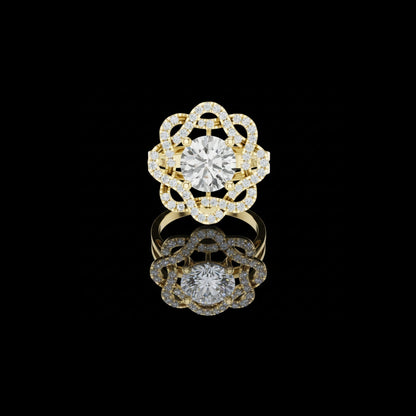 Floral Round Cut Moissanite Diamond Statement Wedding Ring For Her