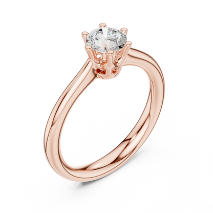 Round Cut Lab Diamond Delicate Solitaire Engagement Ring - View 3