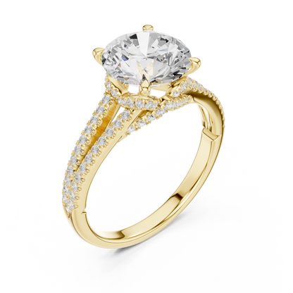 Round Cut Lab Diamond Split Shank Pave Setting Ring - View 2