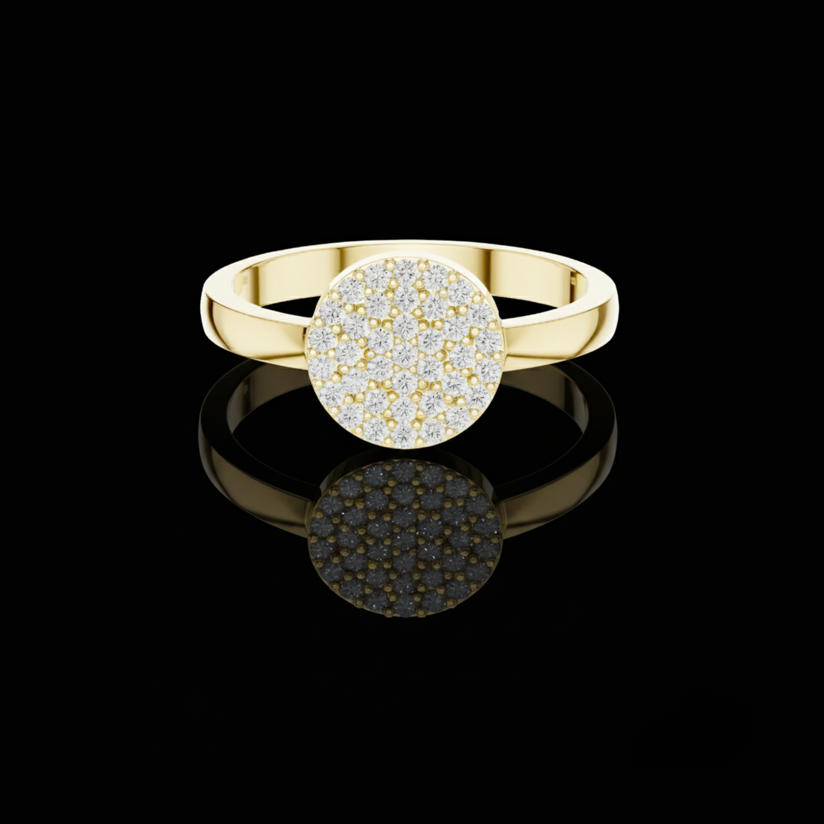 Round Pave Diamond Statement Moissanite Diamond Ring