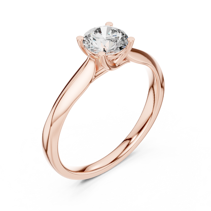 Round Cut Lab Diamond Minimalist Ring - View 5