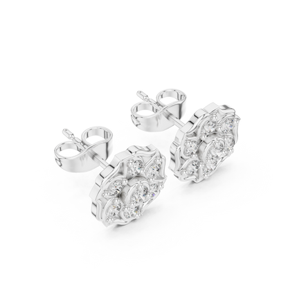 Infinity Twist Round Brilliant Cut Lab Diamond Stud Earrings Interlocking Loop - View 9