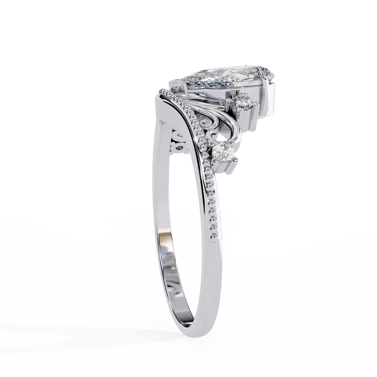 vintage pear cut lab diamond wedding ring for women - view 4