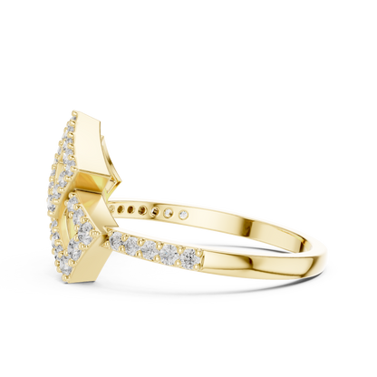 Double Square Pave Moissanite Diamond Statement Ring - View 4
