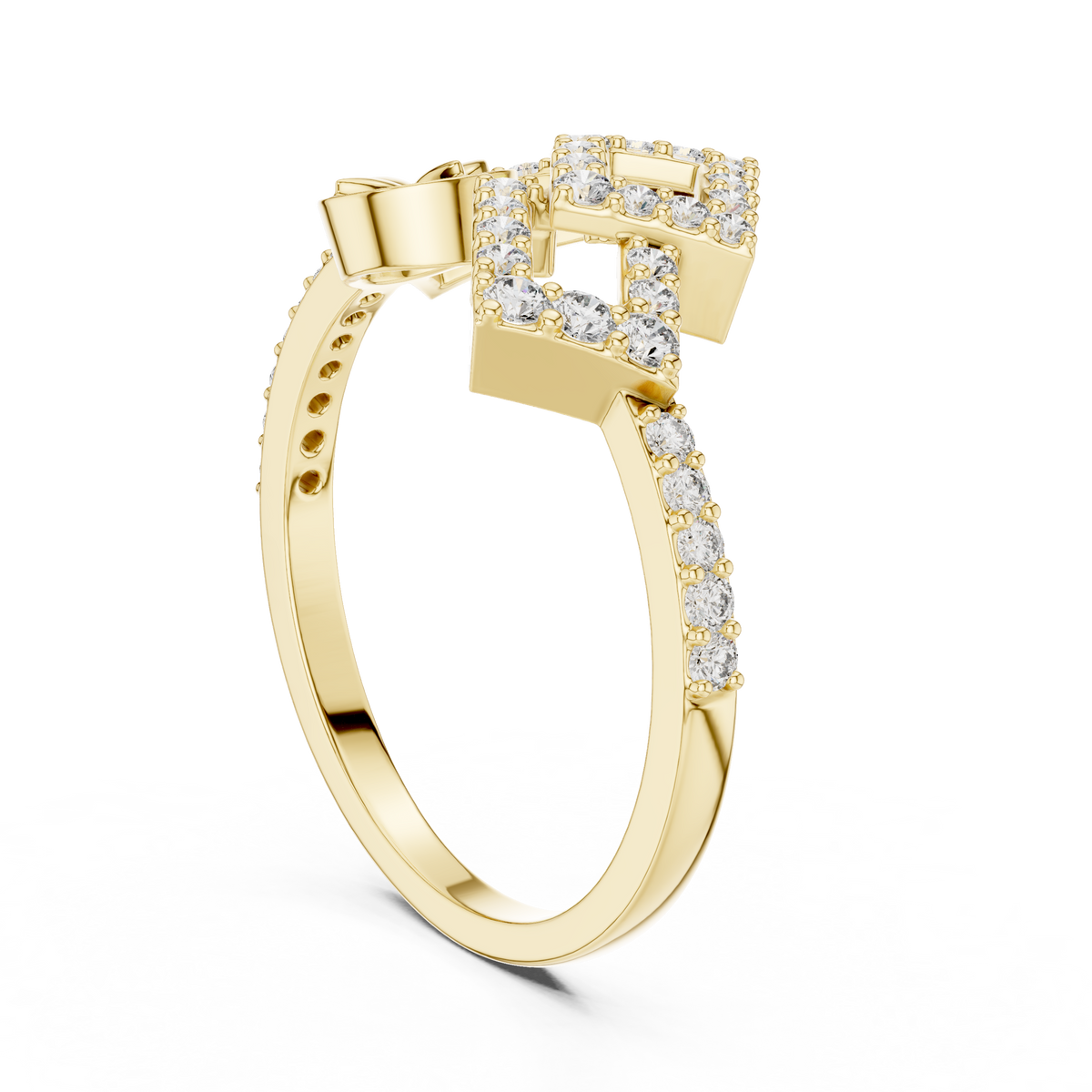 double square pave moissanite diamond statement ring - view 3