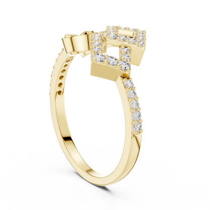 Double Square Pave Moissanite Diamond Statement Ring - View 3