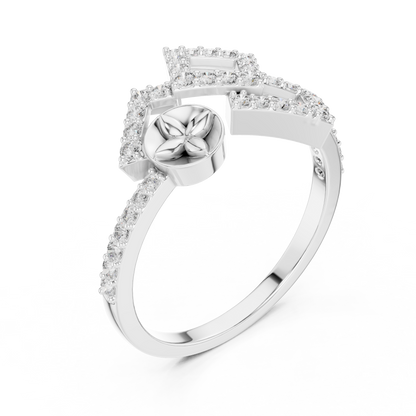 Double Square Pave Moissanite Diamond Statement Ring - View 8