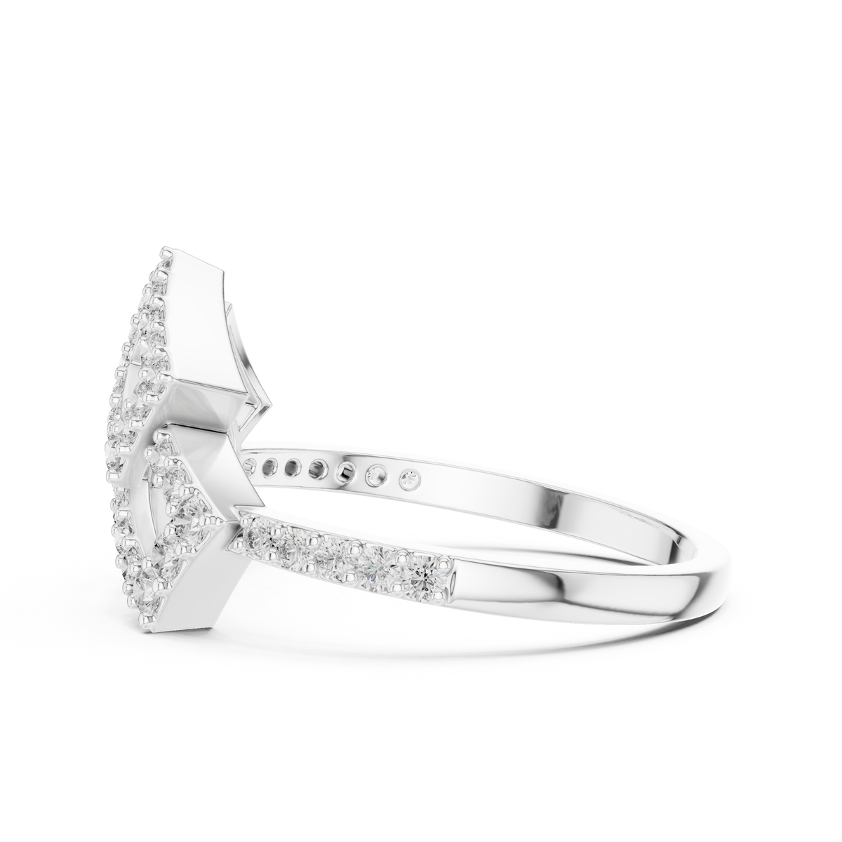 double square pave lab diamond statement ring - view 10