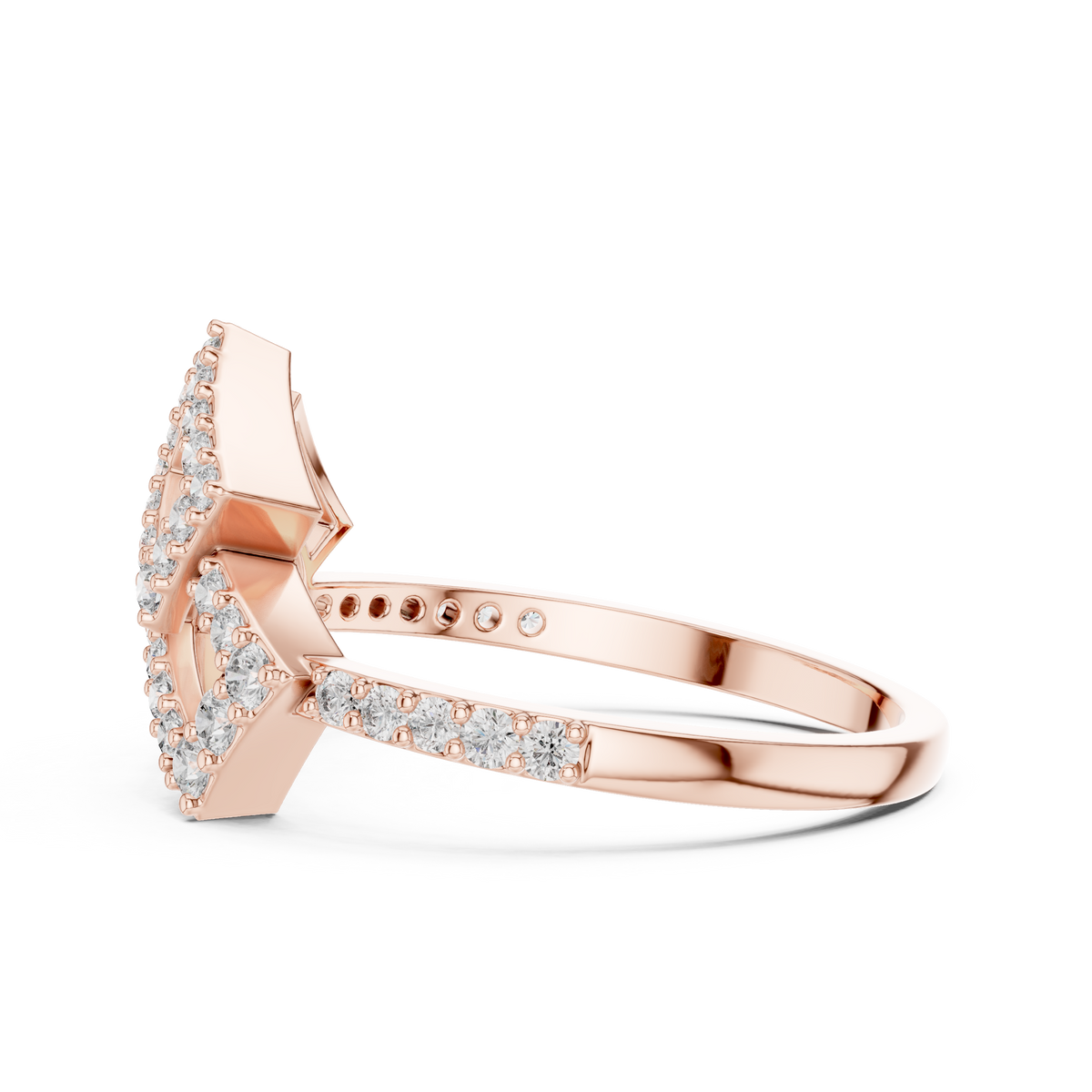 double square pave moissanite diamond statement ring - view 7