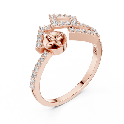 Double Square Pave Moissanite Diamond Statement Ring - View 5