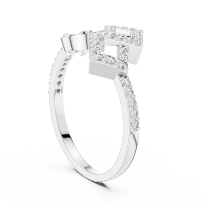 Double Square Pave Moissanite Diamond Statement Ring - View 9