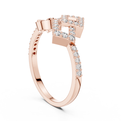 Double Square Pave Moissanite Diamond Statement Ring - View 6