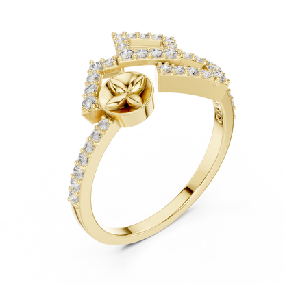 Double Square Pave Moissanite Diamond Statement Ring - View 2