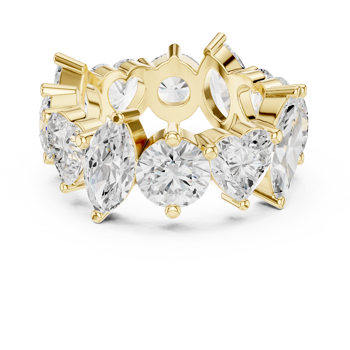Multi Shape Lab Diamond Pave Setting Wedding Band - View 7