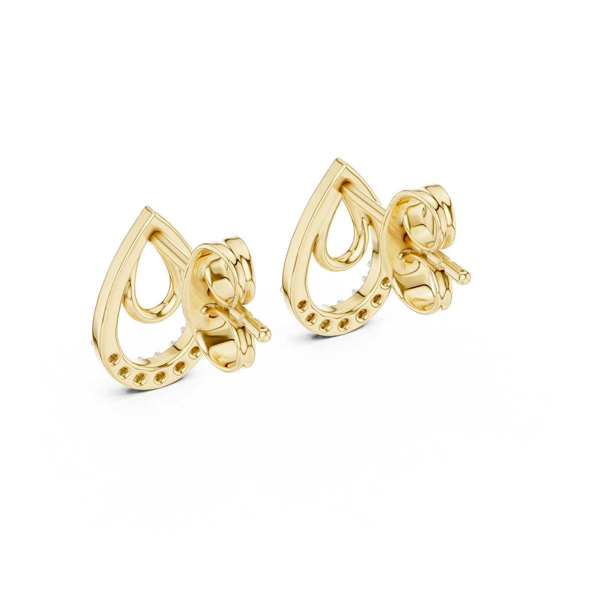 Iconic Loop Round Lab Diamond Stud Earrings with Interlinked Teardrop Elegance - View 10