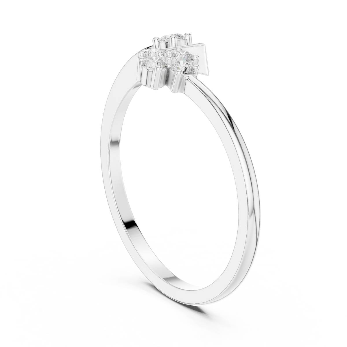 Open Leaf With Flower Round Lab Diamond Bypass Ring - View 12