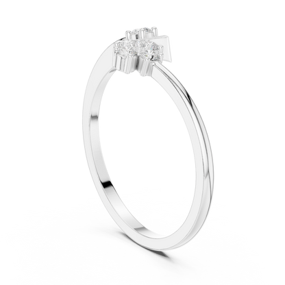 Open Leaf With Flower Round Lab Diamond Bypass Ring - View 12
