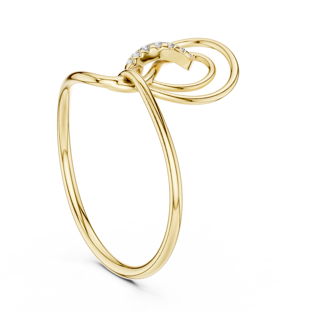 abstract open loop pave lab diamond statement anniversary ring - view 5