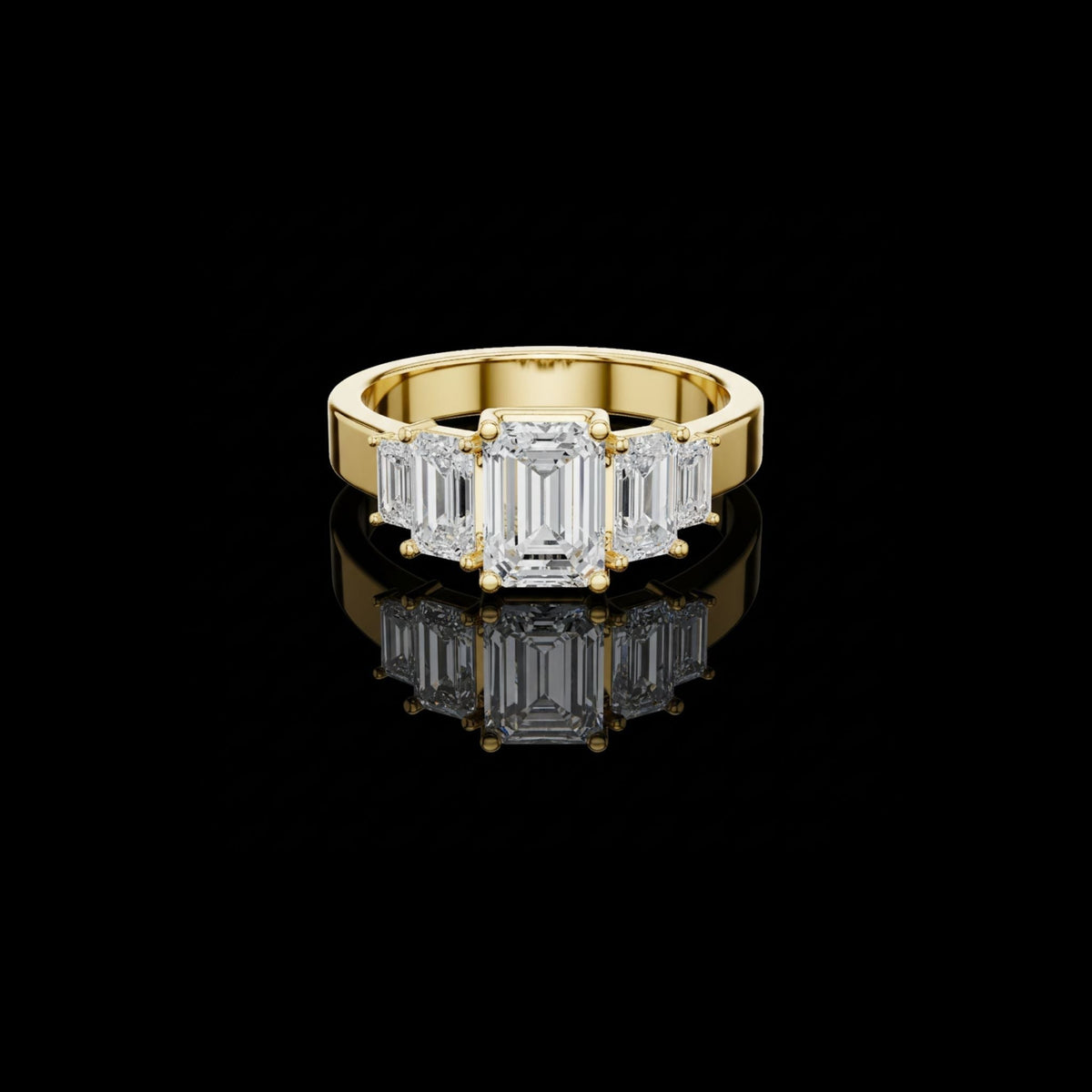 Five Stone Emerald Cut Lab Diamond Anniversary Ring