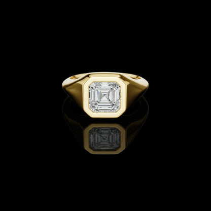 Handcrafted Asscher Cut Lab Diamond Ring With Bezel Setting