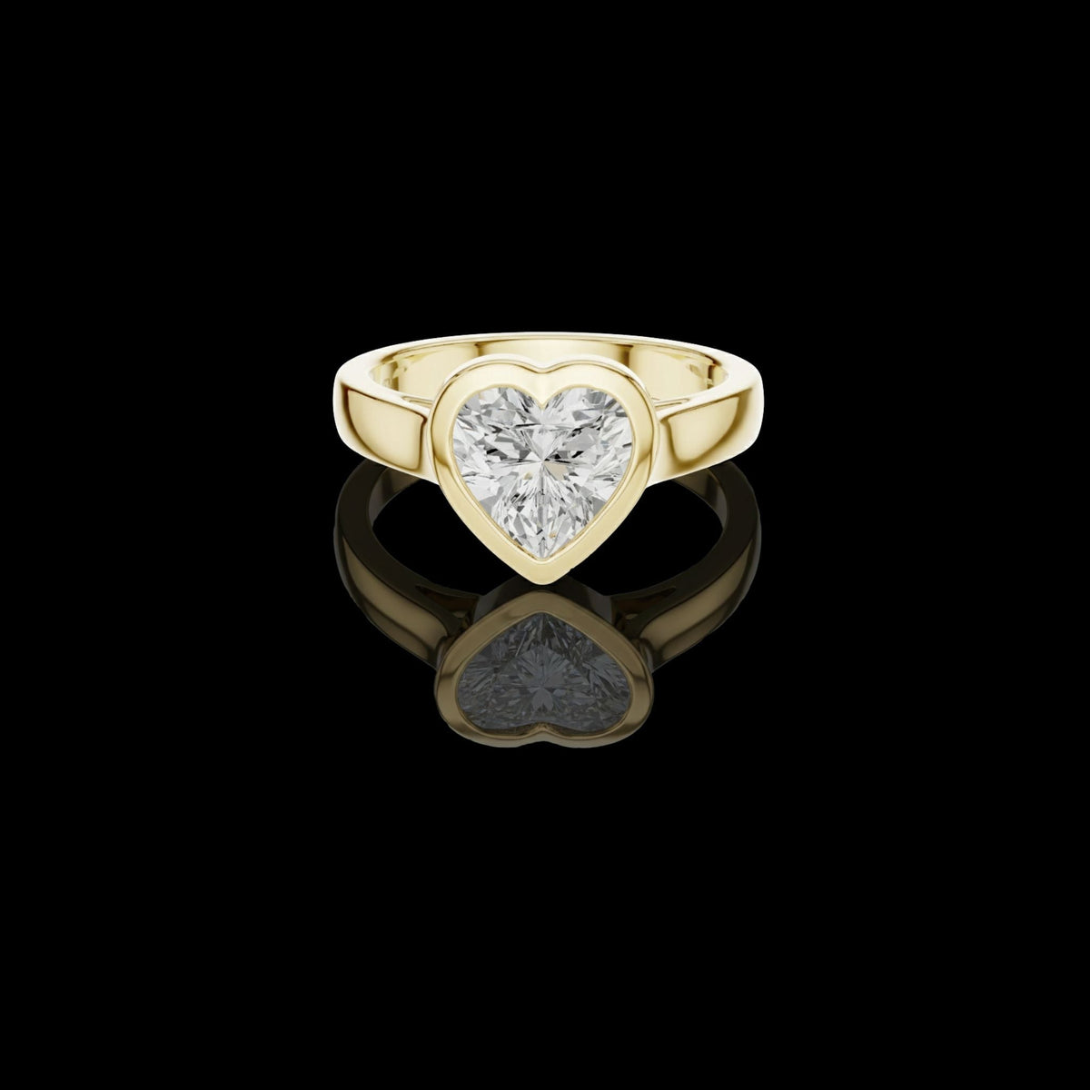 heart cut solitaire cathedral lab diamond ring