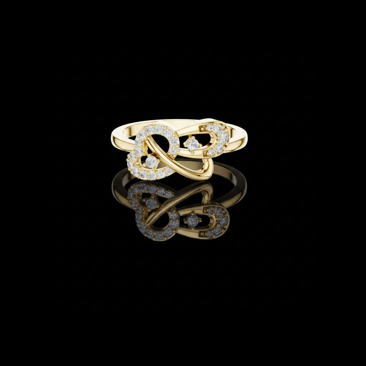 Infinity Round Cut Lab Diamond Openwork Pave Gold Statement Ring