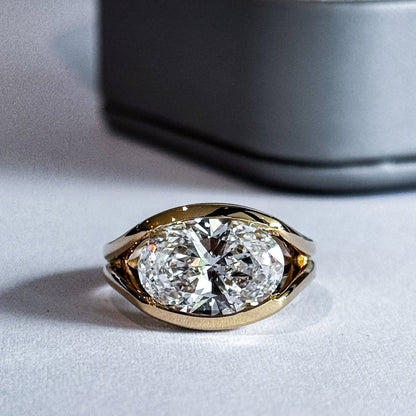 Oval Cut Bezel Set Moissanite Diamond Solitaire Ring