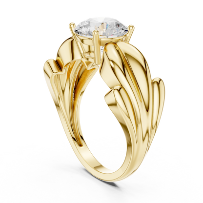 Round Solitaire Sculpted Split Shank Lab Diamond Ring - View 5