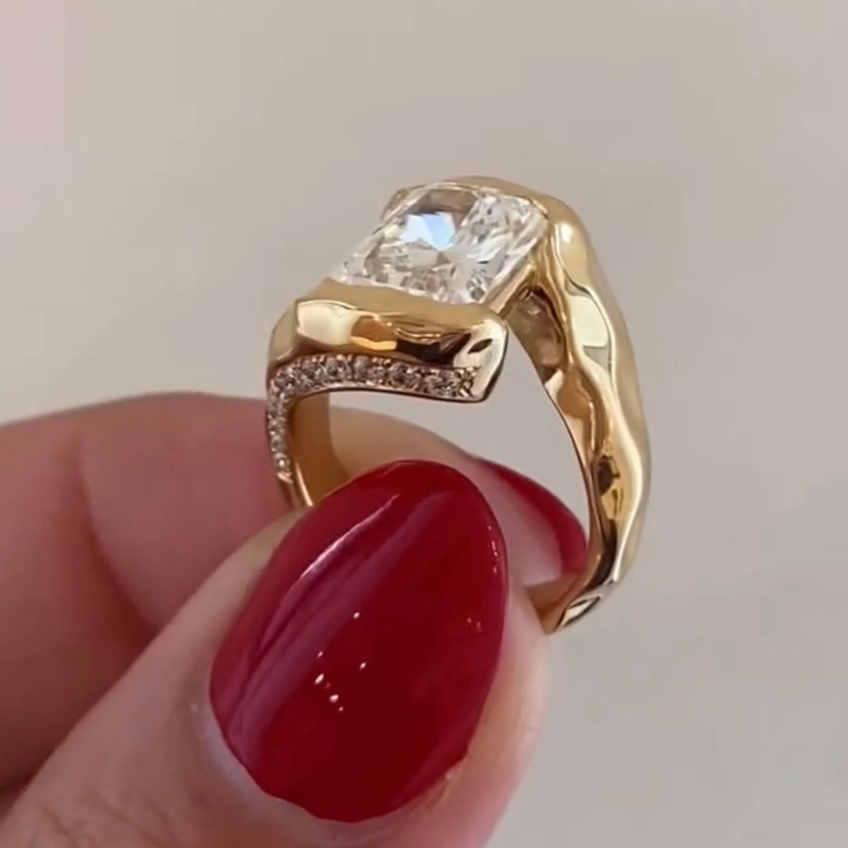 radiant cut lab diamond wrap solitaire ring - view 2