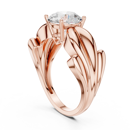 Round Solitaire Sculpted Split Shank Lab Diamond Ring - View 6