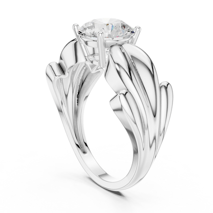 Round Solitaire Sculpted Split Shank Lab Diamond Ring - View 7