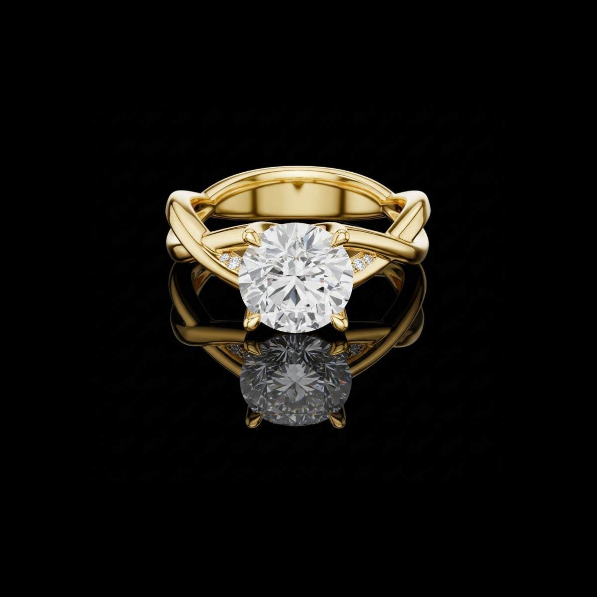 round cut lab diamond infinity twist ring