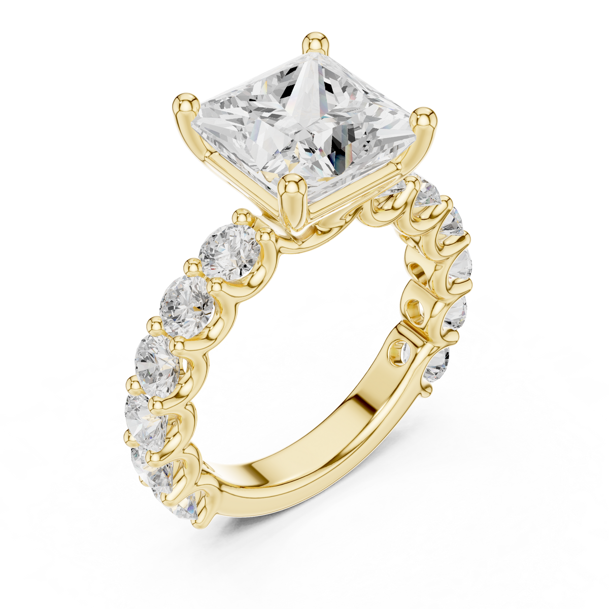 pave setting princess cut lab diamond wedding ring - view 2