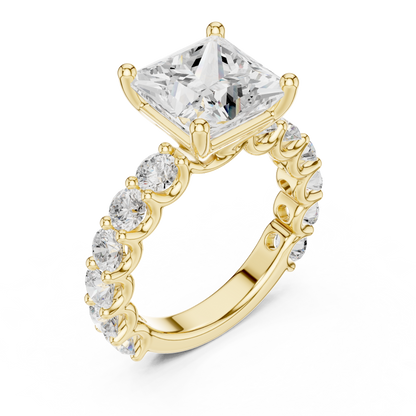 Pave Setting Princess Cut Lab Diamond Wedding Ring - View 2