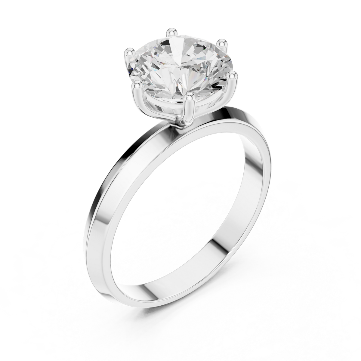 Round Cut Lab Diamond Solitaire Engagement Ring - View 6