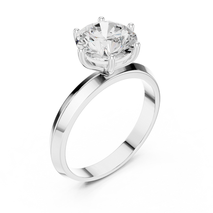 Round Cut Lab Diamond Solitaire Engagement Ring - View 6